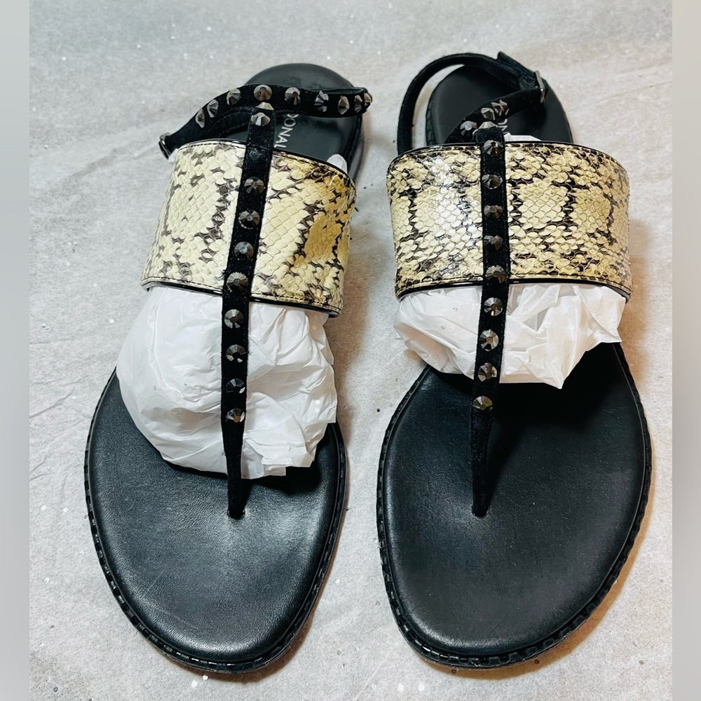 Donald J Pliner size 9.5 Black and Snake Print Sandals - Picture 2 of 8